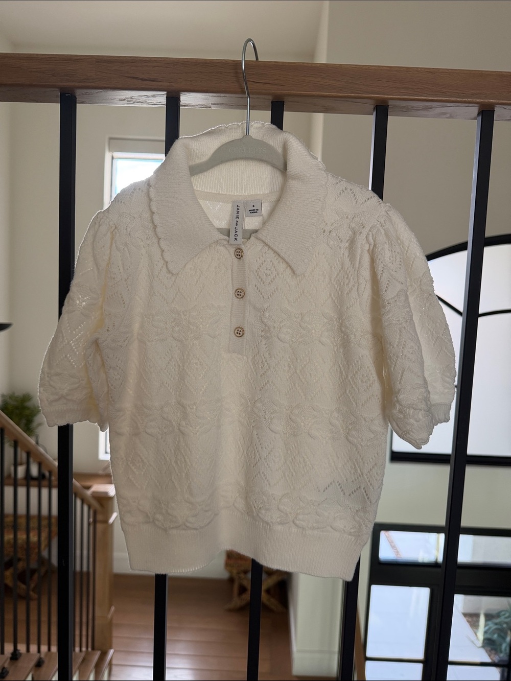 Janie and Jack Ivory Knit Polo Sweater Top